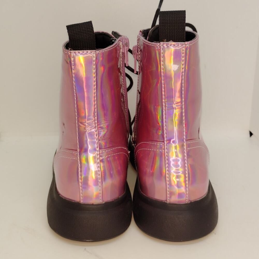 Report Designer Womens NEW w/Tags Rose Irridescent Combat Boots - sz. 5 WOW!! - Picture 5 of 7